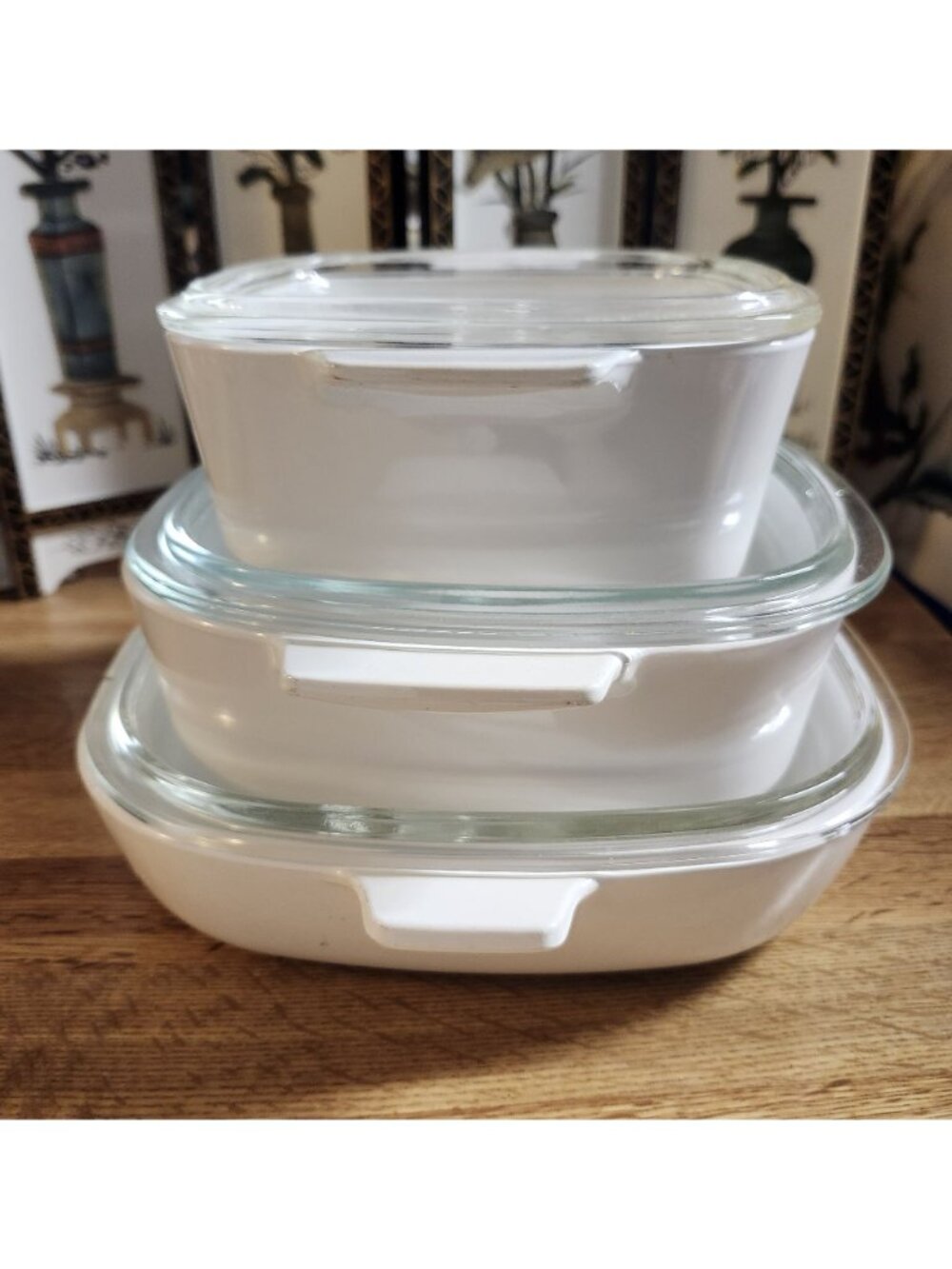 CorningWare Set of 3 Cornflower Blue Casserole Dishes w/Pyrex Lids Vintage - Picture 4 of 16